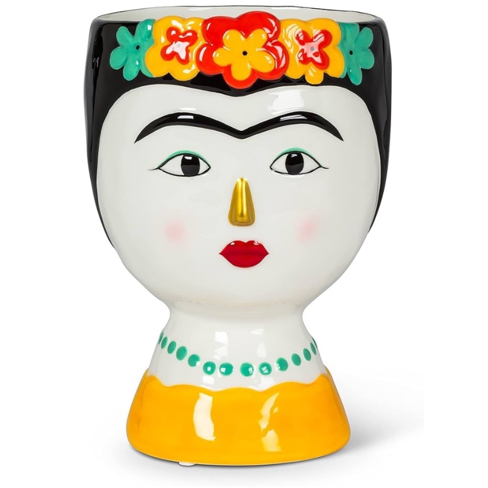 Colorful Frida Kahlo Ceramic Planter ( seller including faux succulents)